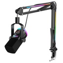 Kit de micrófono de juego FIFINE, micrófono dinámico XLR/USB para PC con brazo articulado para grabación de podcast, juego de micrófono RGB para transmisión, silencio con toque, control de mezcla 