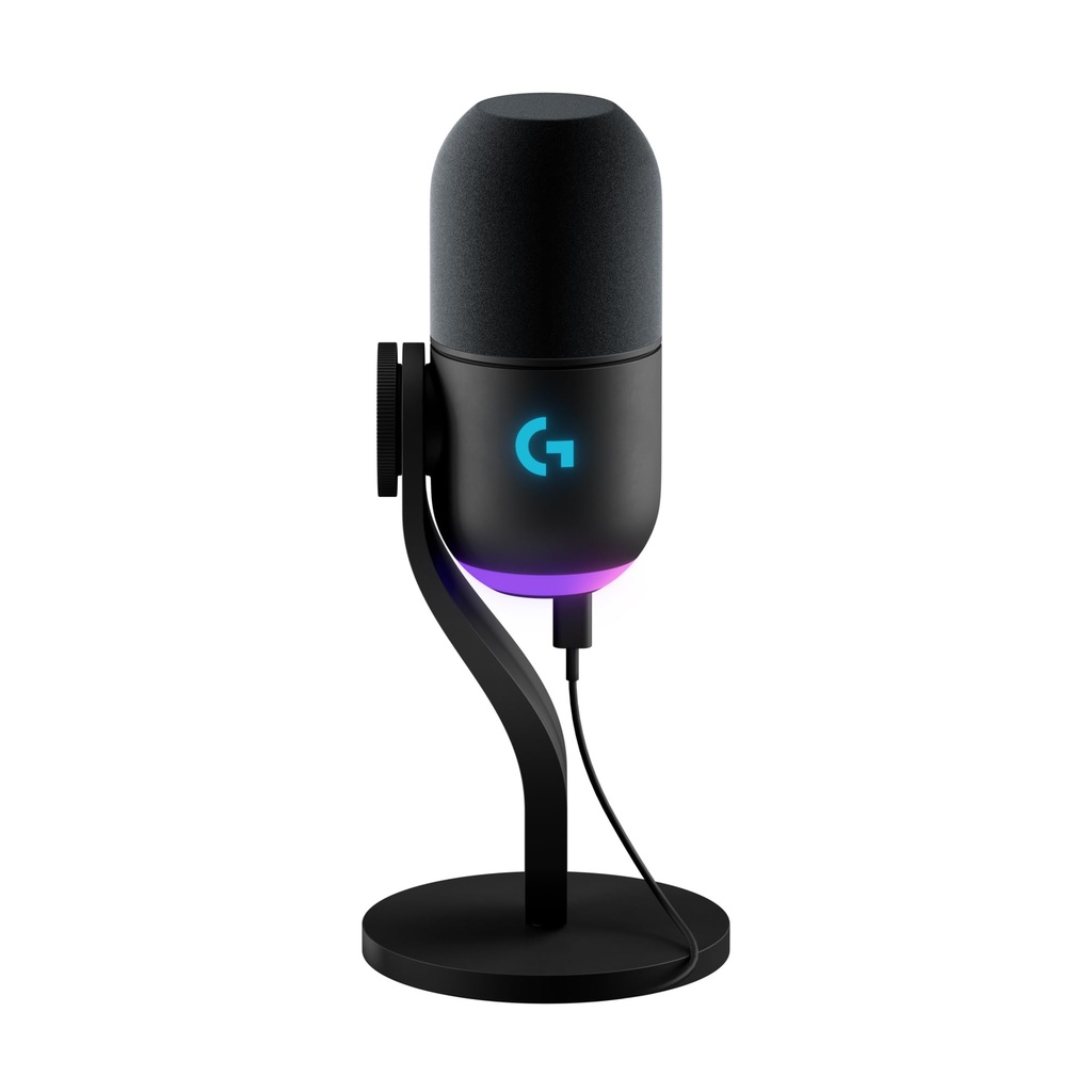 Logitech G Yeti GX - Micrófono dinámico RGB para juegos, micrófono para podcast con LIGHTSYNC, Blue VO!CE, control G HUB, USB Plug and Play - Negro 