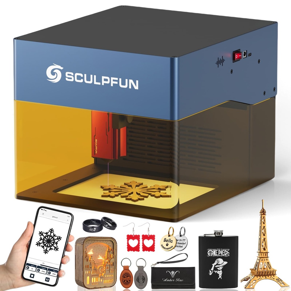 SCULPFUN iCube Pro 5000mW Grabador láser, cortador de clase 4 con filtro de humo