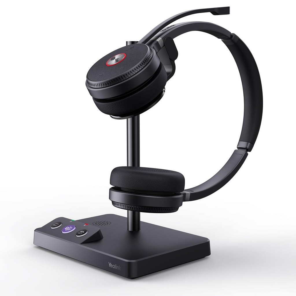 Auriculares inalámbricos duales Yealink WH62 para equipos de Microsoft, DECT con 2 micrófonos de cancelación de ruido para teléfono IP y PC,