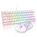 Combo Teclado/Mouse RedThunder - 60% Ligero, ultracompacto 61 teclas con retroiluminación RGB, Mouse 7200 DPI Honeycomb (Blanco)