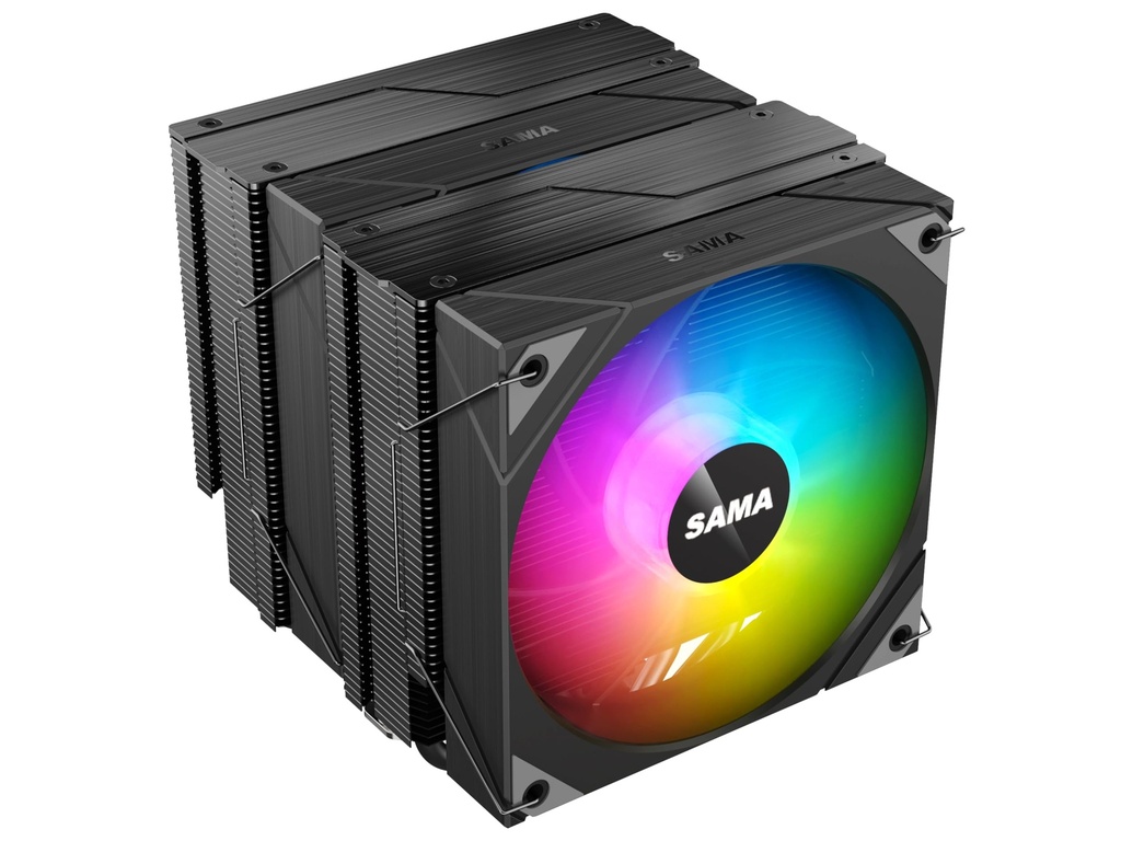 Disipador SAMA 6PDW ARGB White CPU Air Cooler 120mm Cooling Fan Addressable RGB Aluminum