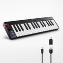 Donner - Controlador de teclado MIDI USB y 32 miniteclas, N-32, con pantalla, secuenciador, acorde y efectos de curva de sonido mediante joystick iluminado, para Mac/PC, software de producir música