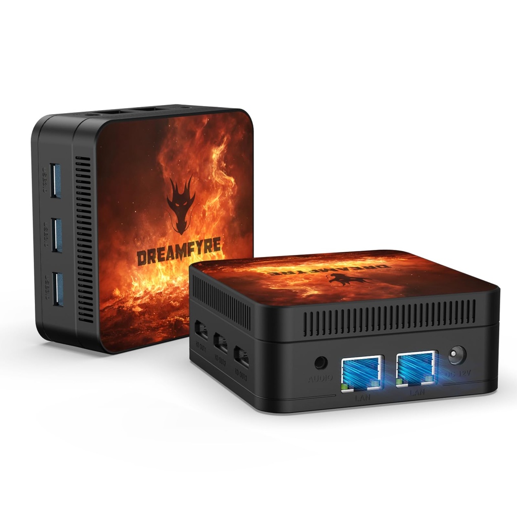 DreamFire Mini PC Alder Lake-N95 (hasta 3.4GHz) 4 núcleos 4 hilos, Minicomputadoras 8GB DDR5 256GB M.2 SSD, Mini PC con soporte Dual Lan, pantalla triple 4K/USB3.0/WiFi 5/Bluetooth 5.0/VESA/para el hogar