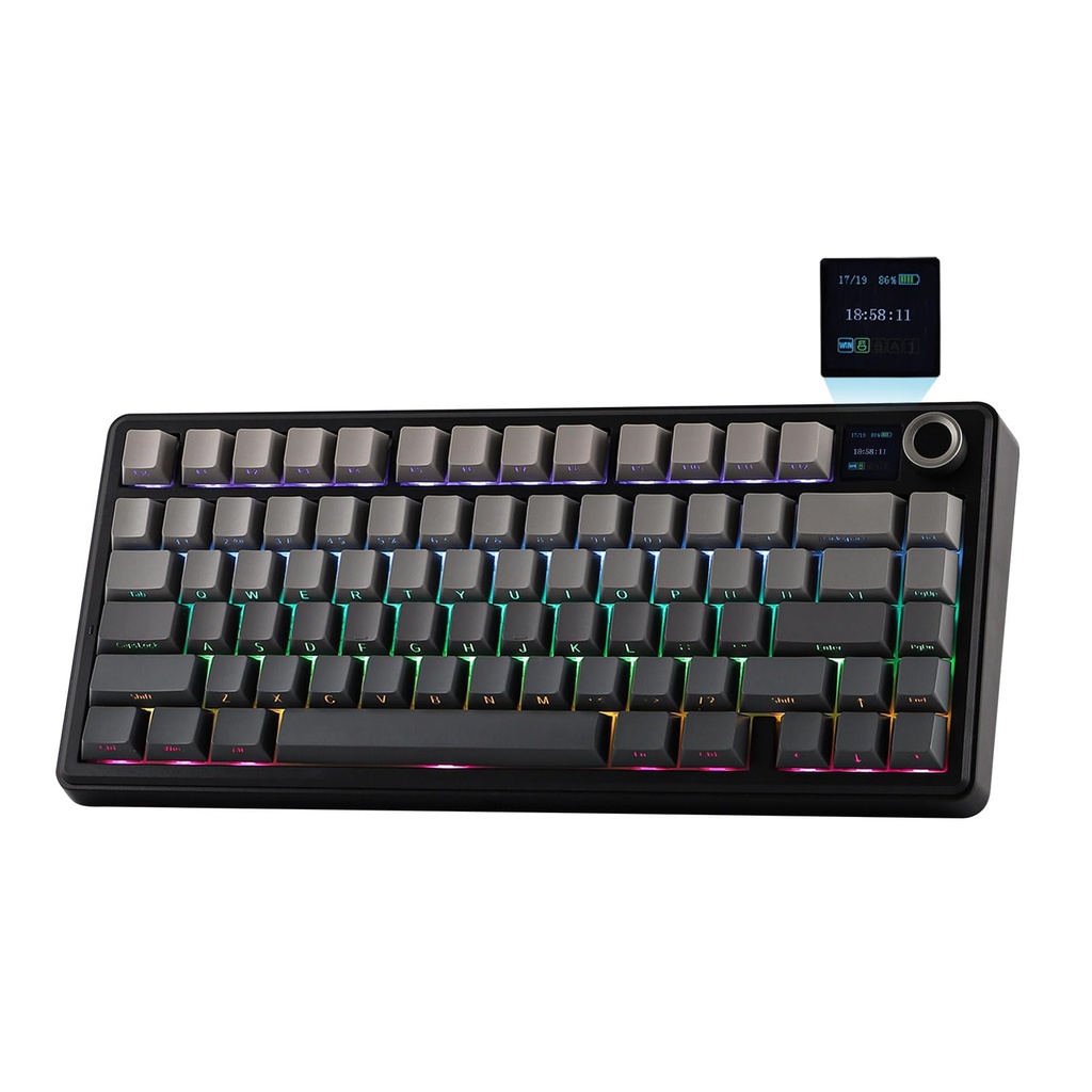 EPOMAKER X Aula F75 MAX - Teclado mecánico inalámbrico con pantalla TFT y perilla, teclado para juegos con junta en un 75% de diseño, intercambiable en caliente, retroiluminación RGB, para PC/Mac