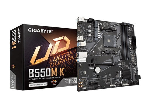 [TJM-00012272] GIGABYTE B550M K - Tarjeta madre compatible con AM4/AMD/B550/Micro-ATX/Dual M.2/SATA 6Gb/s/USB 3.2 Gen 1/Realtek GbE LAN/PCIe 4.0