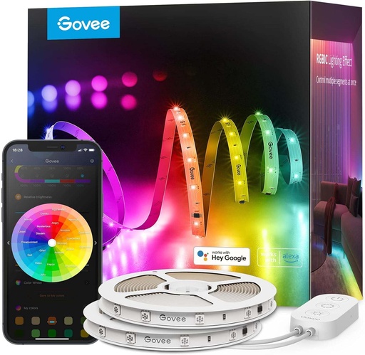 [LUC-00010535] Govee Tira de luces LED RGBIC de 30 metros, luces LED inteligentes que funcionan con Alexa y Google Assistant