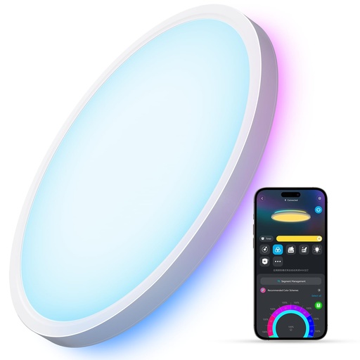 [LUC-00009383] Lámpara de Techo Inteligente Govee 30cm Empotrable, RGBWW 2200K-6500K, Compatibilidad con Alexa