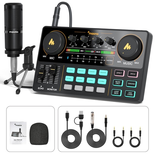 [ADIO-00003630] MAONO Podcast Equipment Bundle-MaonoCaster Lite -Audio Interface-All in One-Podcast Production Studio with 3.5mm