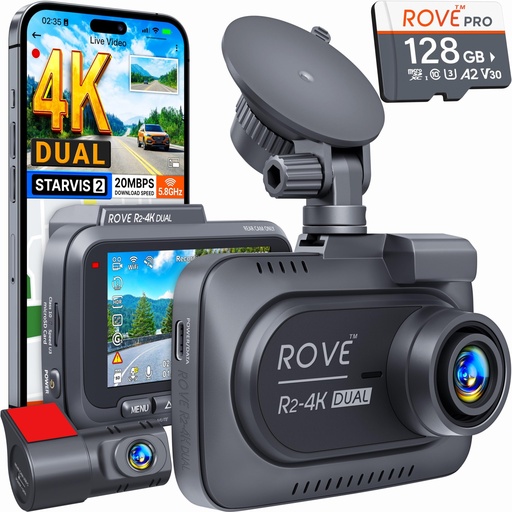 [JONT-00011775] ROVE Cámara de tablero dual R2-4K frontal y trasera