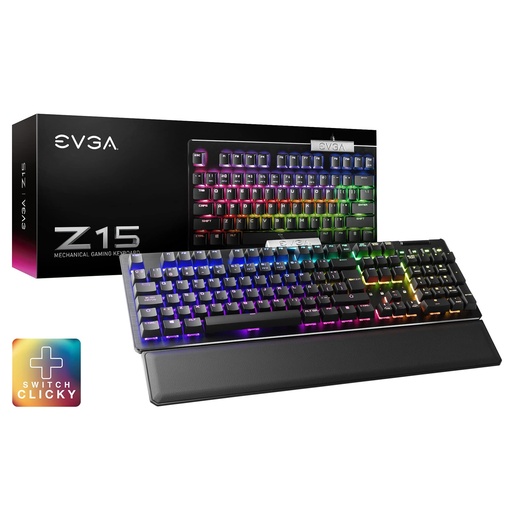 [TCL-00000115] Teclado EVGA Mecanico Z15 RGB Clicky Switch 822-W1-15SP-K2 (español)