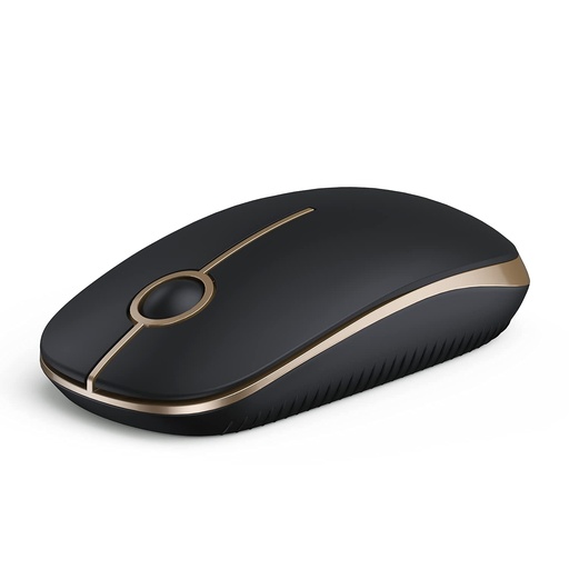 [MUSE-00011315] Vssoplor - Mouse inalámbrico, 2.4 G, delgado y portátil, con nano receptor, silencioso y óptico para portátil, PC, laptop, color negro y dorado