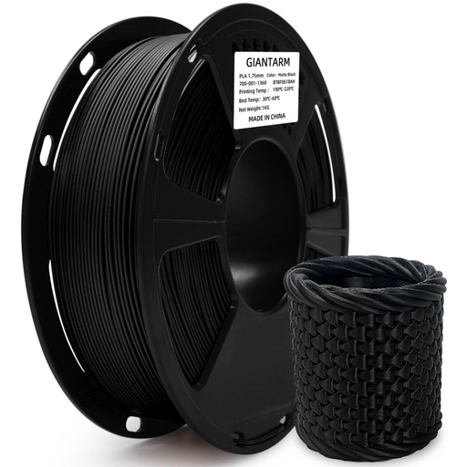 [FILA-00013217] Filamento de ácido poliláctico para impresora 3D, filamento de ácido poliláctico GIANTARM de 1.75mm, precisión dimensional +/- 0.02mm, carrete de 2.2 lbs, embalaje al vacío, apto para la mayoría de impresoras 3D, negro oscuro 