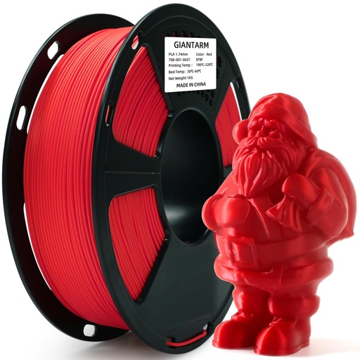 [FILA-00013228] Filamento de ácido poliláctico para impresora 3D, filamento de ácido poliláctico GIANTARM de 1.75mm, precisión dimensional +/- 0.02 mm, carrete de 2.2 lbs, embalaje al vacío, apto para la mayoría de impresoras 3D, rojo