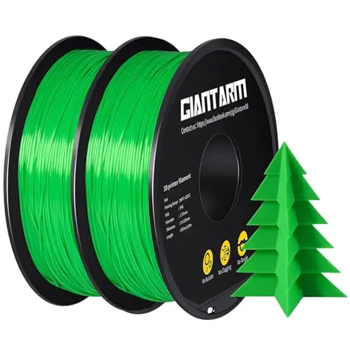 [FILA-00013231] GIANTARM - Filamento de ácido poliláctico de 1.75 mm para impresora 3D, verde, 2 kg, carrete de filamento de ácido poliláctico verde 2 piezas de 1 kg (2.2 lbs), enrollado cuidadosamente, precisión 
