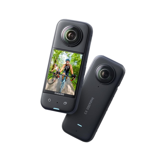 [PR-00051] Insta360 X3 - Cámara 360 impermeable, sensores 1/2 pulgada 48 MP, video HDR activo 5.7K 360, foto de 72MP 360, lente única 4K, modo Me 60 fps, estabilización, táctil 2.29 pulgadas, AI, streaming