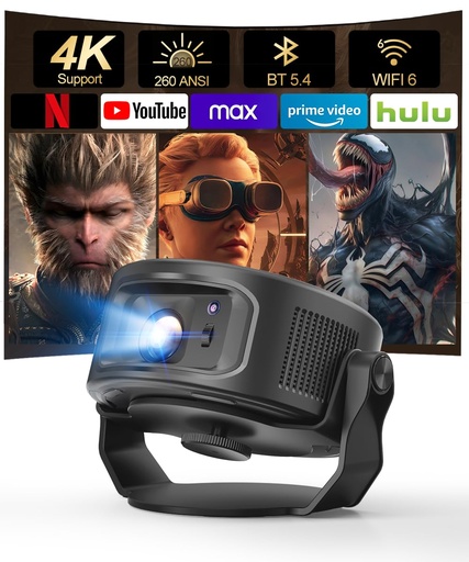 [PR-00081] Magcubic Proyector inteligente con WiFi 6 y Bluetooth 5.4, mini proyector portátil 4K y 8K, aplicaciones integradas, Keystone automático, proyector de video para cine en casa/película al aire libre