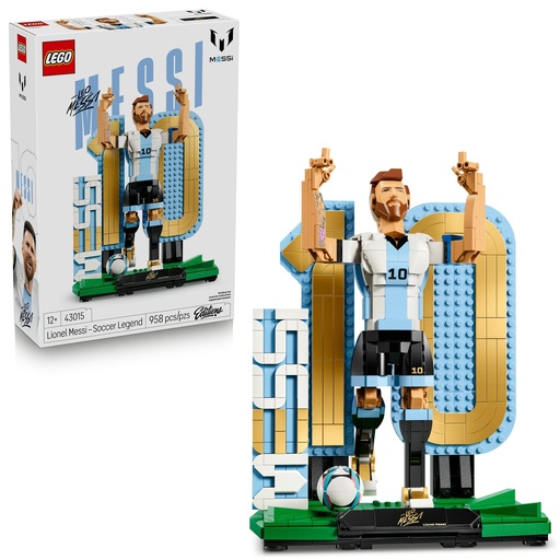 [PR-00085] LEGO Editions Lionel Messi – Soccer Legend - Building Set for Boys & Girls, Ages 12+ - Collectible Soccer Gift with Plaque - Kids Bedroom or Shelf Decor - 43015 