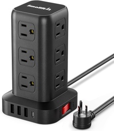 [RGT-00009091] Regleta en Torre/Extensión de Alimentacion - Protector de sobretensiones - 12 Tomas CA + 4 USB Tipo A - (SMALLRT)
