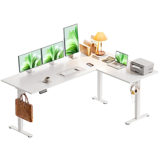 [PR-00144] Casaottima Escritorio eléctrico de pie en forma de L de 63 pulgadas, escritorio esquinero reversible con ajuste de altura, estación de trabajo ergonómica grande para oficina en casa, sala de recepción