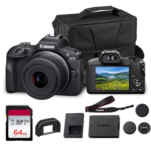 [PR-00155] Cámara Canon EOS R100 sin espejo con lente RF-S 18-45mm f/4.5-6.3 IS STM | Sensor CMOS APS-C de 24.1MP, Autoenfoque Dual Pixel, Vídeo Full HD
