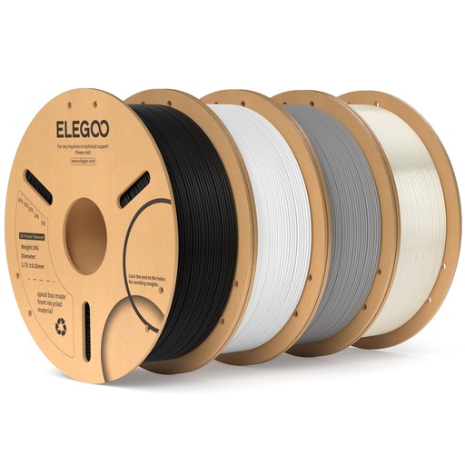 [PR-00157] ELEGOO Filamento PLA 1.75mm Paquete 4KG, filamento para impresora 3D a granel con precisión dimensional +/- 0.02mm, paquete de 4 carretes de 1 kg en cartón (2.2 lbs) Compatible con la mayoría de