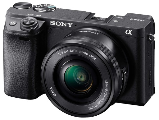 [PR-00181] Sony Alpha a6400 - Cámara digital sin espejo compacta con lente intercambiable APS-C, enfoque automático en tiempo real del ojo, video 4K, pantalla abatible y lente de 16-50mm - Compatible con montura