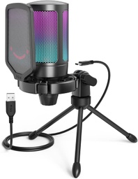 [MCRF-00010553] FIFINE Micrófono USB para juegos para PC PS5, micrófono de condensador con silencio rápido.