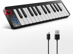 [ADIO-00010554] Donner - Controlador de teclado MIDI USB pequeño con 25 teclas, N-25, con miniteclas sensibles a la velocidad, interruptor de iluminación y software de producción de música incluido