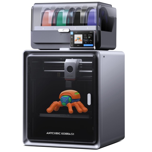 [PR-00244] Impresora 3D multicolor Anycubic, Kobra S1 Combo estructura Core XY estable con impresión sellada de alta precisión 600mm/s de alta velocidad autocalibración ideal para precisión y eficiencia 24.9 cm 