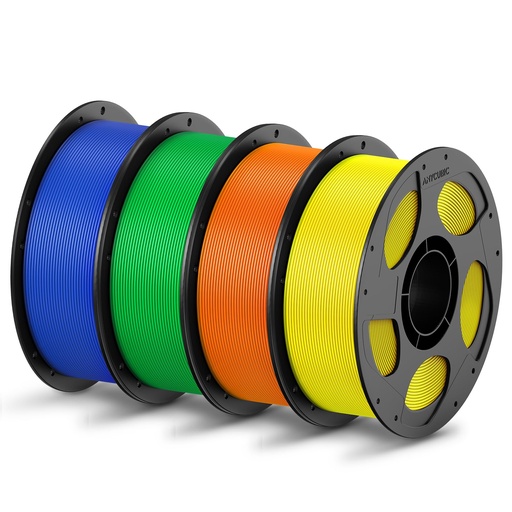 [PR-00246] ANYCUBIC Paquete de filamento PLA de 1.75mm, filamento PLA para impresión 3D de 1.75mm, precisión dimensional +/- 0.02mm, carrete reutilizable de 1KG (2.2 lbs), 4KG azul + verde + naranja + amarillo 