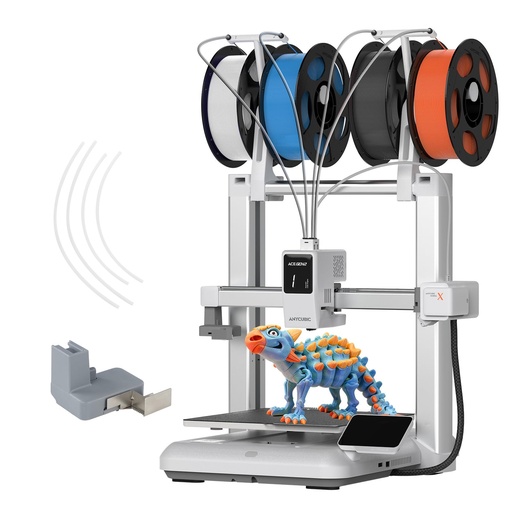 [PR-00250] Anycubic Kobra X - Impresora 3D multicolor, fácil configuración con impresión nativa de 4 colores hasta 19 colores, impresión 3D rápida de 21.16 pulgadas/s, cámara AI, silenciosa 45 dB, FDM, perfecta