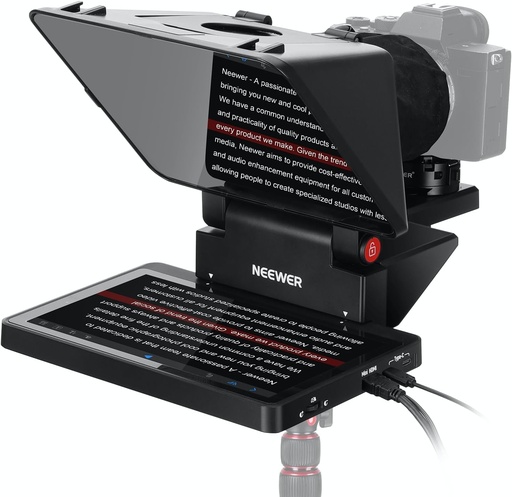 [PR-00262] NEEWER Teleprompter 2 en 1 de 11 pulgadas con monitor para Windows MacOS, compatible con duplicación de pantalla, indicador portátil para cámara, teléfono móvil, cámara web para YouTube Twitch Live Streaming Conference, X11 