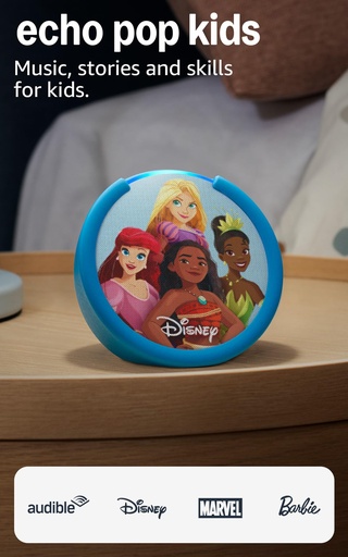 [PR-00274] Amazon Echo Pop Kids (modelo más reciente), Creado para niños y con control parental, Avengers de Marvel