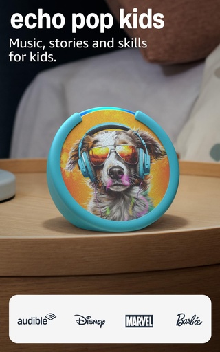 [PR-00276] Amazon Echo Pop Kids (último modelo), diseñado para niños, con control parental, incluye 6 meses de Amazon Kids+, diseño Anthro Pup Visita la tienda Echo y Alexa de Amazon 