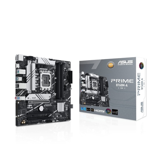 [TJM-00011923] ASUS Prime B760M-A-CSM Intel B760 (LGA 1700) mATX CSM Placa base comercial PCIe 4.0, DDR5, 2X M.2, LAN de 2.5 Gb, DP, 2 HDMI, SATA 6 Gbps, USB 3.2 tipo C, Aura Sync, ASUS Control Center Express
