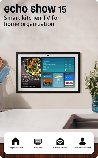 [ALEX-00009061] Amazon Echo Show 15 | Pantalla inteligente Full HD de 15.6" con Alexa y Fire TV integrados | Incluye control remoto